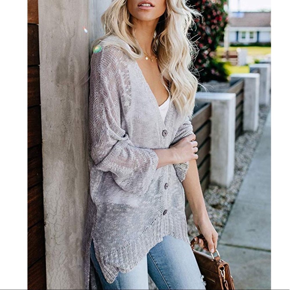 Oversized Henley Summer Cardigan - Picture 2 of 6